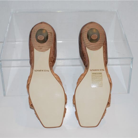 Size 6 Gino Ventori Luisa Crocodile Vintage Blush Sandals Kitten Heels - Picture 5 of 7